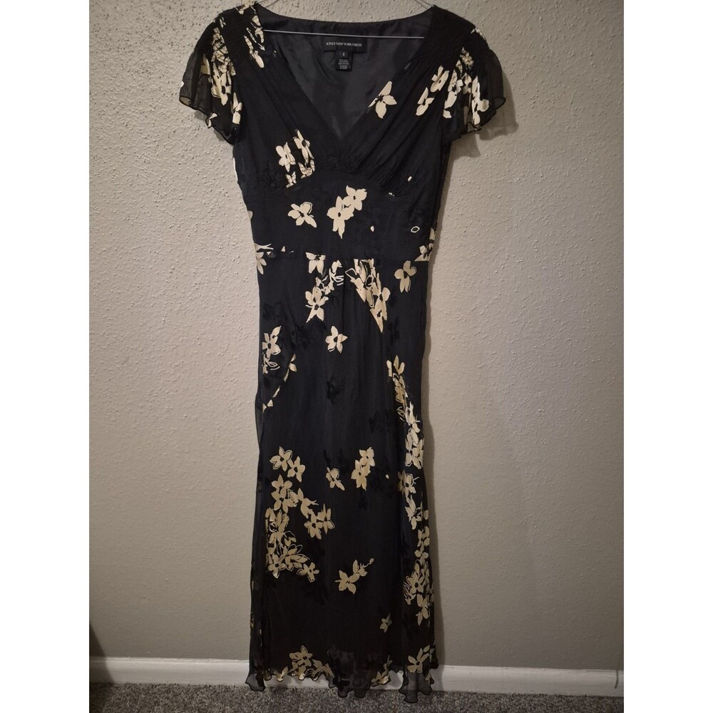 Y2K Jones New York Dress Size 6 Chiffon Dark Romantic Dress Silk/Rayon Fairy